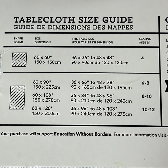 now DESIGNS 100% cotton hem stitch tablecloth-60” x 120”-NWT - Picture 3 of 6